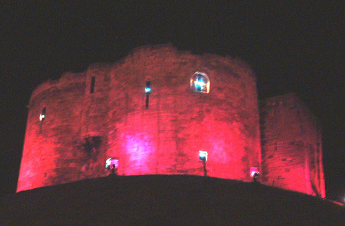 Clifford's Tower illuminated at Sightsonic Festival of Digital Arts