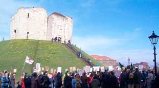 Marching past Clifford's Tower
